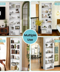 Tall 71 Inch White Bookshelf With Six Open Shelves Floor Standing Bookcase For Living Room Home Office And Bedroom