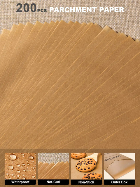 Precut Parchment Paper Sheets 200 Pack Unbleached Nonstick Baking Sheets 16x24 Inches For No Fuss Baking Grilling Air Frying Steaming
