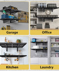 Heavy Duty Garage Wall Shelves 2 Pack 2x3 Ft Wall Mounted Storage Racks With Four Hooks Up To 560 Lbs Total Capacity in garage, office, kitchen, and laundry settings