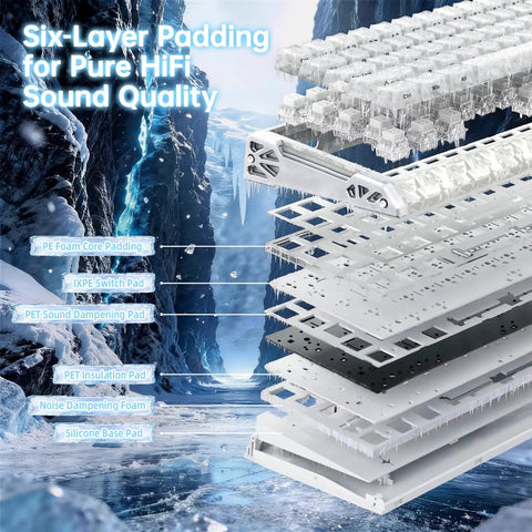 Compact 60 Percent Wired Mechanical Gaming Keyboard Featuring Magnetic Rapid Trigger Switches And Dope 8K Polling Rate With White Carbon Fiber Top Plate And Crisp Rgb Lighting For Your Badass Setup six-layer padding for sound quality display.