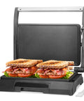 Bakers Friend Mini Panini Press Electric Griddle Non Stick Surface Stainless Steel Compact Sandwich Maker grilling sandwiches.