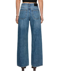 Head Turner High Rise Wide Leg Jeans For Women In Hush Color With Zip Fly And Button Closure Classic Five Pocket Design 32Inseam 100 Percent Cotton Flattering Silhouette For Bold Everyday Style, back view