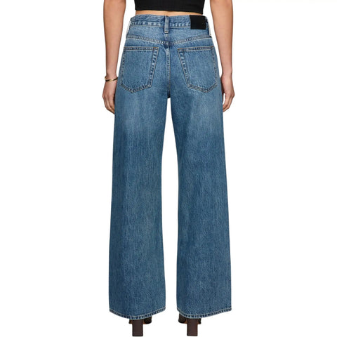 Head Turner High Rise Wide Leg Jeans For Women In Hush Color With Zip Fly And Button Closure Classic Five Pocket Design 32Inseam 100 Percent Cotton Flattering Silhouette For Bold Everyday Style, back view