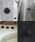 50 Pack Plastic Hole Plugs For Auto Body And Sheet Metal, flush mount and button cap plugs installed in various surfaces