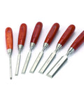 Tough As Nails Six Piece Bench Chisel Set Premium Hardened Steel Blades Genuine Bubinga Handles smooth cutting action