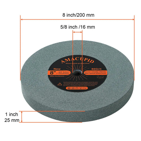 8 Inch Green Silicon Carbide Grinding Wheel For Sharpening Carbide Tools And Non Metals Five Eighth Inch Arbor 1 Inch Thick 80 Grit Built Tough For Ceramics Glass Stone And Other Non Ferrous Work