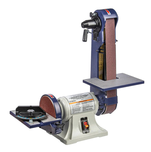 Benchtop Combo Belt And Disc Sander With 2 Inch X 42 Inch Belt And 6 Inch Disc for wood, metal, and plastic finishing.