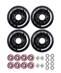 VXT500 Inline Skate Wheels 4 Pack With Optional Bearings Spacers And Washers Durable Replacement Roller Blade Wheels For Indoor And Outdoor Skating 72mm Steel Black