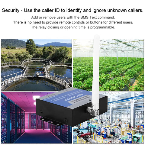 Real Deal 4G GSM Gate Opener With Super Smooth Cell Phone Access Control and Text Commands for Zero Stress secure living and wireless relay switch shown on surface.