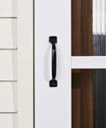 V434BL 4.75 Inch Pull Handle For Screen Doors And Drawers Black mounted on screen door, durable and easy install