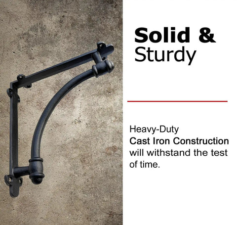 Heavy Duty Cast Iron Shelf Brackets 2 Pack Black 9.6 by 1.7 by 9.6 Inch Industrial Style with pre-drilled holes and sturdy design
