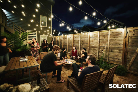 Shatterproof LED String Lights 48Ft Outdoor Commercial Grade Waterproof With 15 Hanging Sockets For Patio Garden Balcony Deck S14 2W Bulbs Durable WeatherTite Construction Protects Bulbs Wind And Rain And Lets You Add More Bulbs For A Custom Look