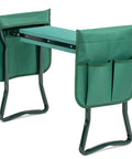 Garden kneeler and seat with soft EVA foam pad and heavy duty steel frame holds up to 330 lbs, foldable kneeling bench with two tool pouches for gardening, fishing, camping, green Arbor Day gift.
