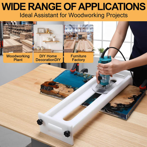 Person using Beefy Adjustable Slab Flattening Jig For Router Sled 48 Inch HDPE Benchtop Mill Slab Jig with three height settings on a wooden board