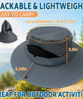 Wide Brim Bucket Hat With UPF 50 Plus Sun Protection, Breathable Mesh Vent, Great For Men And Women, Dark Gray, 22.8-23.5in circumference