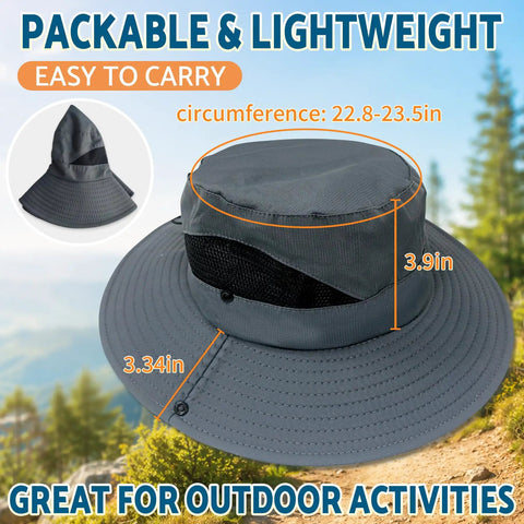 Wide Brim Bucket Hat With UPF 50 Plus Sun Protection, Breathable Mesh Vent, Great For Men And Women, Dark Gray, 22.8-23.5in circumference