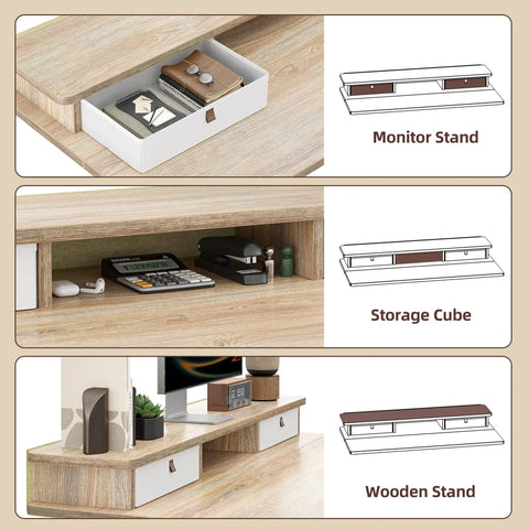 Electric Sit-Stand Standing Desk With Two Drawers, Adjustable Height From 28.3 To 47.2 Inches, 48 By 24 Maple Top, Storage Features