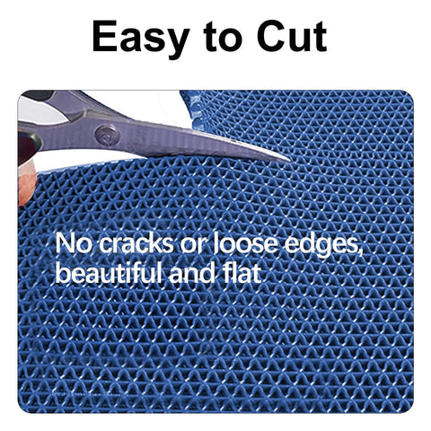 Drainage Non Slip Floor Mat 3x10 Ft Heavy Duty PVC Mesh Drainage Rug for wet areas being cut with scissors