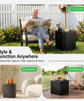 Dope 2 In 1 Outdoor Umbrella Stand Side Table With 1.5 To 1.6 Inch Hole next to seated man reading in garden