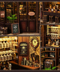 Cozy Corner Tavern Book Nook Kit With LED Lights For Adults DIY Miniature Dollhouse Puzzle In 3D Wood Craft For Teens And Beginners A Dope Gift For Book Nook Lovers And Shelf Decor featuring detailed tavern interior with wooden decor and LED accents.