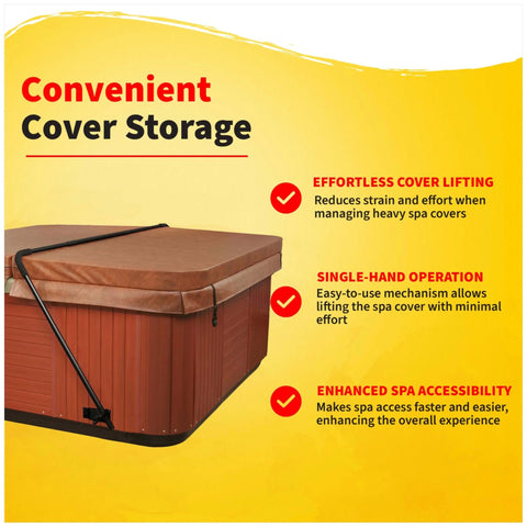 Low Mount Spa Cover Lift For Rectangular And Square Spas Up To 8 Feet Wide, convenient cover storage demonstration