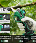 Powerful 2.5 Inch Cutting Capacity Cordless Pruning Shears With Brushless Motor Dual 2Ah Batteries SK7 Blade And LCD Display A Real Workhorse For Heavy Duty Garden Orchard And Branch Cutting Perfect For Tree Trimming And Hedge Work in use cutting branch
