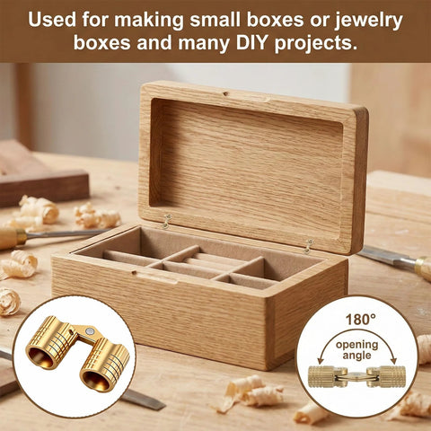 4 Pcs 8mm Hidden Brass Barrel Hinges For Jewelry Boxes And Small Furniture 180 Degree Concealed Hinges With Drill Bit