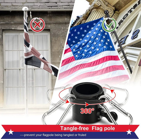 Five Foot Stainless Steel Outdoor Flag Pole Kit Built To Last With Heavy Duty Feel Tangle Free 360 Degree Rotating Rings Dual Angle Bracket For Grommet Flags Banners Garden Flags For Porch Yard Garage Balcony Black