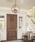 Go To Farmhouse Orb Chandelier Pendant Light With Handmade Weathered Wood Finish And Rustic Bronze Accents For Kitchen Island Dining Room Foyer