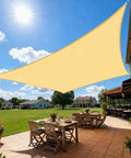 Sun Shade Sail 12x20 Feet Sand Rectangle With Curved Edges, Heavy Duty Commercial Grade 185GSM HDPE Shade Cloth over patio
