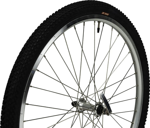 Flat Defense Mountain Bike Tire 26 Inch By 1.75 To 2.125 Inch Black With Protective Layer And Carbon Steel Bead On Wheel Rim
