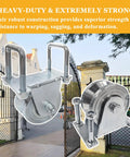 2 Pack 4 Inch Heavy Duty V Groove Sliding Gate Roller Wheels With No Weld Installation And External Brackets 6600 Pound Capacity For Inverted Gate Systems Zinc Plated Anti Rust Finish, close-up view