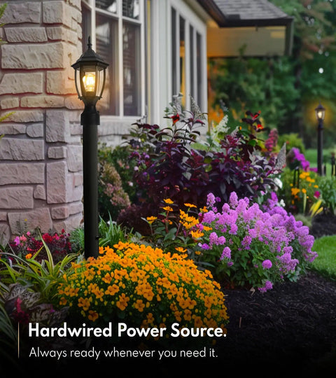 Dusk To Dawn Outdoor Post Light Hardwired 120V Aluminum Exterior Lantern With Pier Mount And Clear Glass Matte Black Finish Lighting Garden