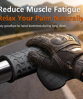 Universal Motorcycle Cruise Control Throttle Holder on motorcycle grip with black textured surface, aiding long rides.