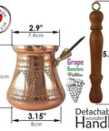 Thickest Solid Copper Cezve Coffee Pot With Engraved Hammered Finish And Wooden Handle For Legit Turkish Greek Arabic Coffee Brew On Stovetop A Sturdy Kitchen Jewel