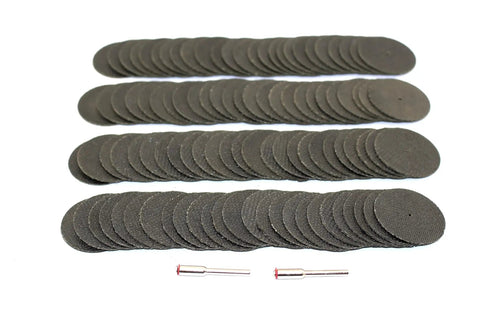 Heavy Duty Fiberglass Reinforced Cutoff Wheels Set, 100 Pieces, 1-1/2 Inch Discs With Two 1/8 Inch Mandrels for Dremel Rotary Tools