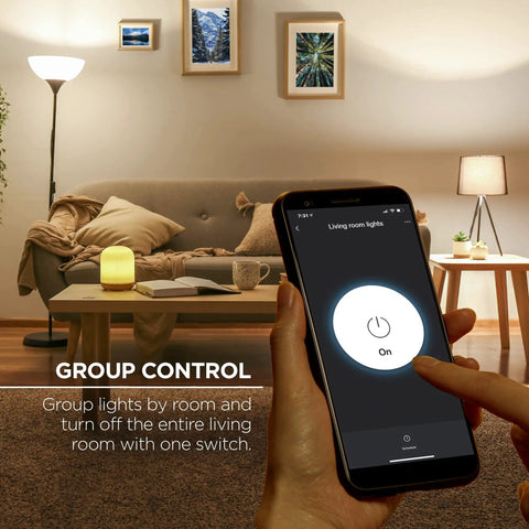 Smart White LED Bulb 60W Equivalent No Hub Needed Non Dimmable 3 Pack With Built In WiFi Voice Control app control in living room
