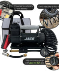 Heavy Duty Portable Air Compressor Tire Inflator Kit, 12V engine, 25ft hose, high accuracy gauge, ideal for car, truck, RV, UTV.