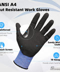 Air Skin A4 Ultra Thin Cut Resistant Work Gloves with sandy nitrile palm grip, touchscreen capability, and reinforced thumb crotch.