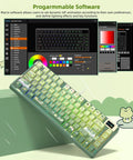 Slick 75 Percent Mechanical Gaming Keyboard With A Dope Color Multimedia Display Featuring Custom Gif Animations RGB backlit keys and software settings.