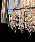 Close-up of Crystal Ceiling Light Fixture 4-Light Flush Mount With E12 Base Modern Chrome Finish D11 X H9.5 Inches showing sparkling crystal sticks