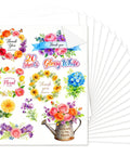White Sublimation Sticker Paper 8.5x11, 20 Sheets, Waterproof Glossy Vinyl with various floral designs for inkjet printers.