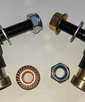 Set Of 2 Outer Tie Rod Ends 7061138 For RZR 570 800 4 S And Ranger 500 700 800 900 XP UTVs 2002 To 2014 And Beyond With Left Hand Thread Half Inch Twenty Grade 12.9 Bolts Durable Steel Easy Install Heavy Duty, shown with bolts and washers