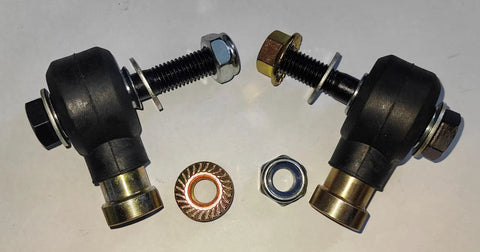 Set Of 2 Outer Tie Rod Ends 7061138 For RZR 570 800 4 S And Ranger 500 700 800 900 XP UTVs 2002 To 2014 And Beyond With Left Hand Thread Half Inch Twenty Grade 12.9 Bolts Durable Steel Easy Install Heavy Duty, shown with bolts and washers