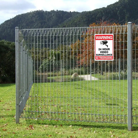 Fence with Built Tough 10 By 7 Inch No Trespassing Video Surveillance Sign Made From 0.40 Aluminum, Reflective Metal for CCTV protection