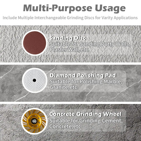 Image showing discs for Beast Mode Powerful Electric Diamond Polisher With Telescopic Rod 3800W for multiple applications.