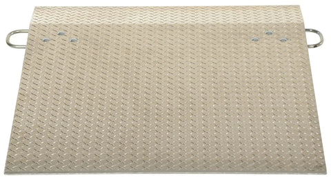 Rock Solid Aluminum Dock Plate 36X36 In Loading Ramp for Two Wheel Hand Trucks with diamond plate surface.