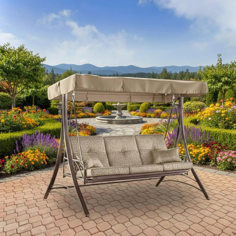 Beefy 350 Denier Beige Replacement Canopy Top For Callimont Park Swing Models RUS4239 And RUS4239-WM on garden swing