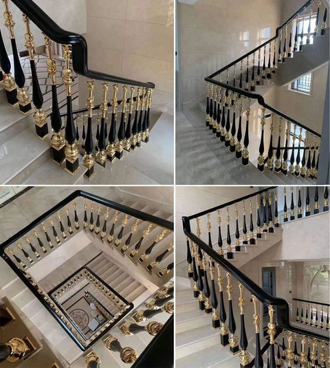 Rock Solid Aluminum Stair Balusters And Cuttable Deck Railing Spindles With Easy Install Adjustable Angles For Indoor Outdoor Porch Balcony Projects Pro Level Pack Of 10 displayed on elegant staircase.