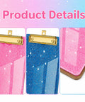 Glitter Mini Clipboards Set With 8 Assorted Colors Slim Acrylic Writing Surfaces And Gold Low Profile Clips Pocket Memo Boards For Nurses Office Tasks Color Coding And Desk Setup And Organization, pink and blue glitter clipboards